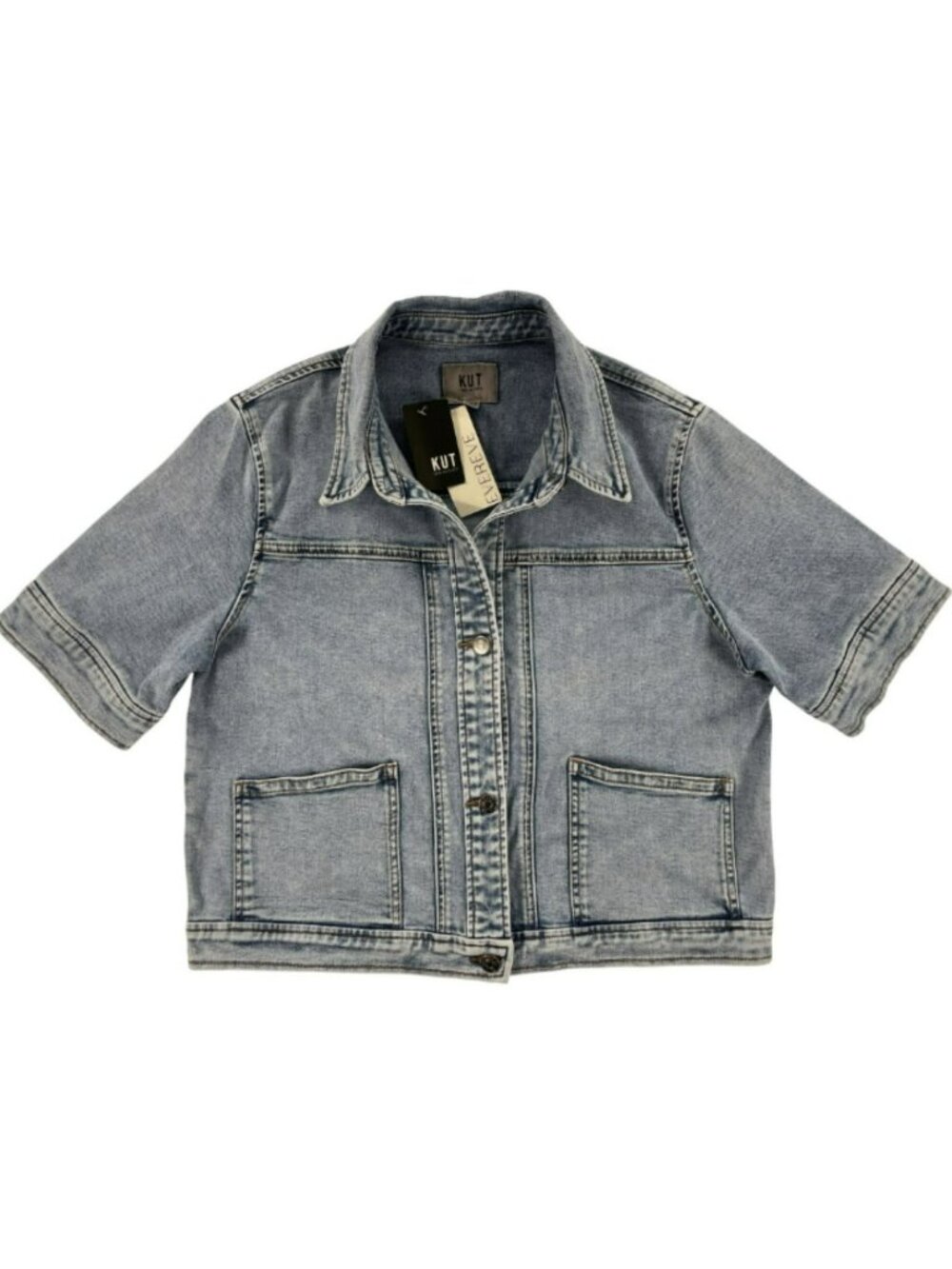 Kut From The Kloth Piper Short Sleeve Denim Jacket Medium Blue Women's Sz M NEW